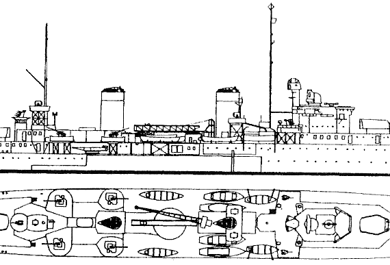 Cruiser HMAS Sydney D46 [Light Cruiser] - drawings, dimensions, figures